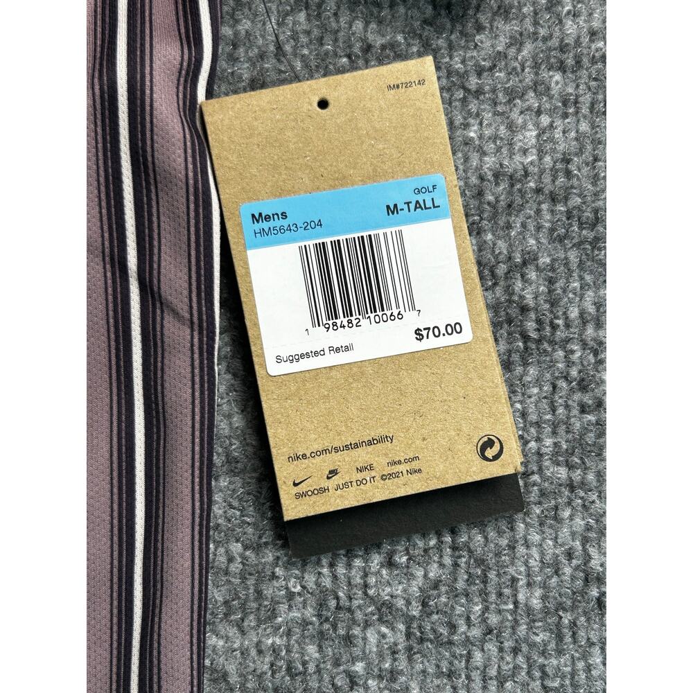 Nike Golf Dri-FIT Striped Polo Shirt Men's Medium Tall M Gray NWT - Picture 6 of 10